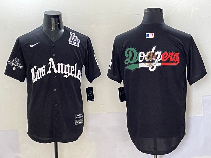 Men Los Angeles Dodgers Blank Black Five generations Joint Name 2025 Nike MLB Jersey style 59